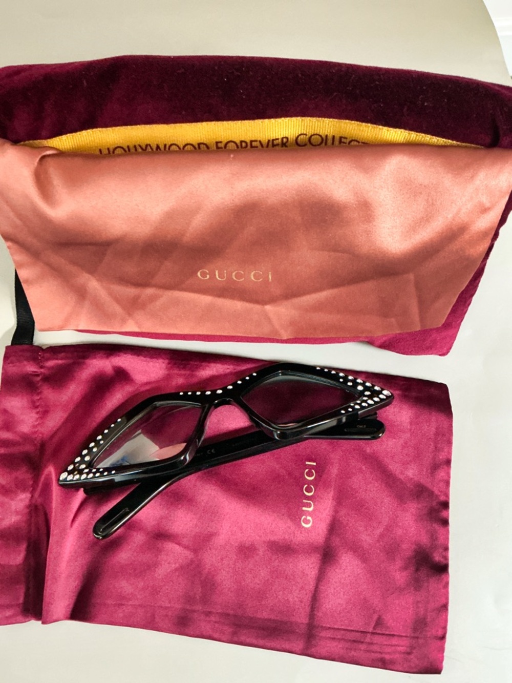 Gucci Hollywood Forever GG0496S Black Crystal Cat Eye Sunglasses - Picture 7 of 8
